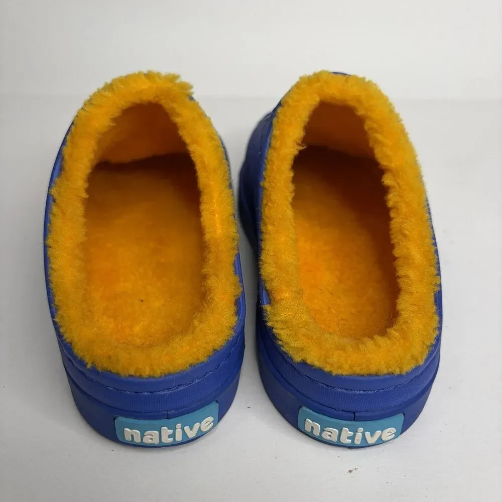 Native Shoes Cozy Jefferson Blue Faux Fur Slip On Cozy Clogs Kids C13